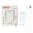شارژر دیواری فست تک پورت 18 وات TSCO مدل TTC 64 همراه با کابل شارژ TYPE-C - سفید